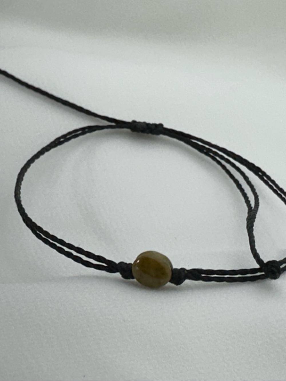 Handmade Guatemalan Honey/ Olive Jade Bracelet 1/2" Bead Adjustable Artisan Made